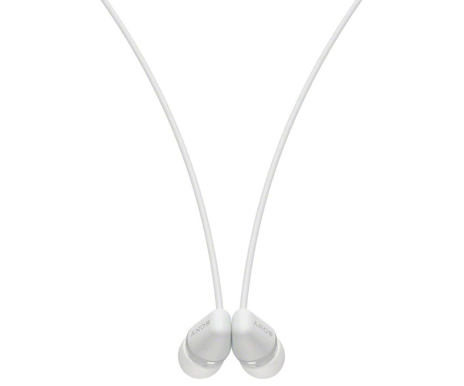 Dos auriculares blancos con cable blanco, sobre fondo blanco.