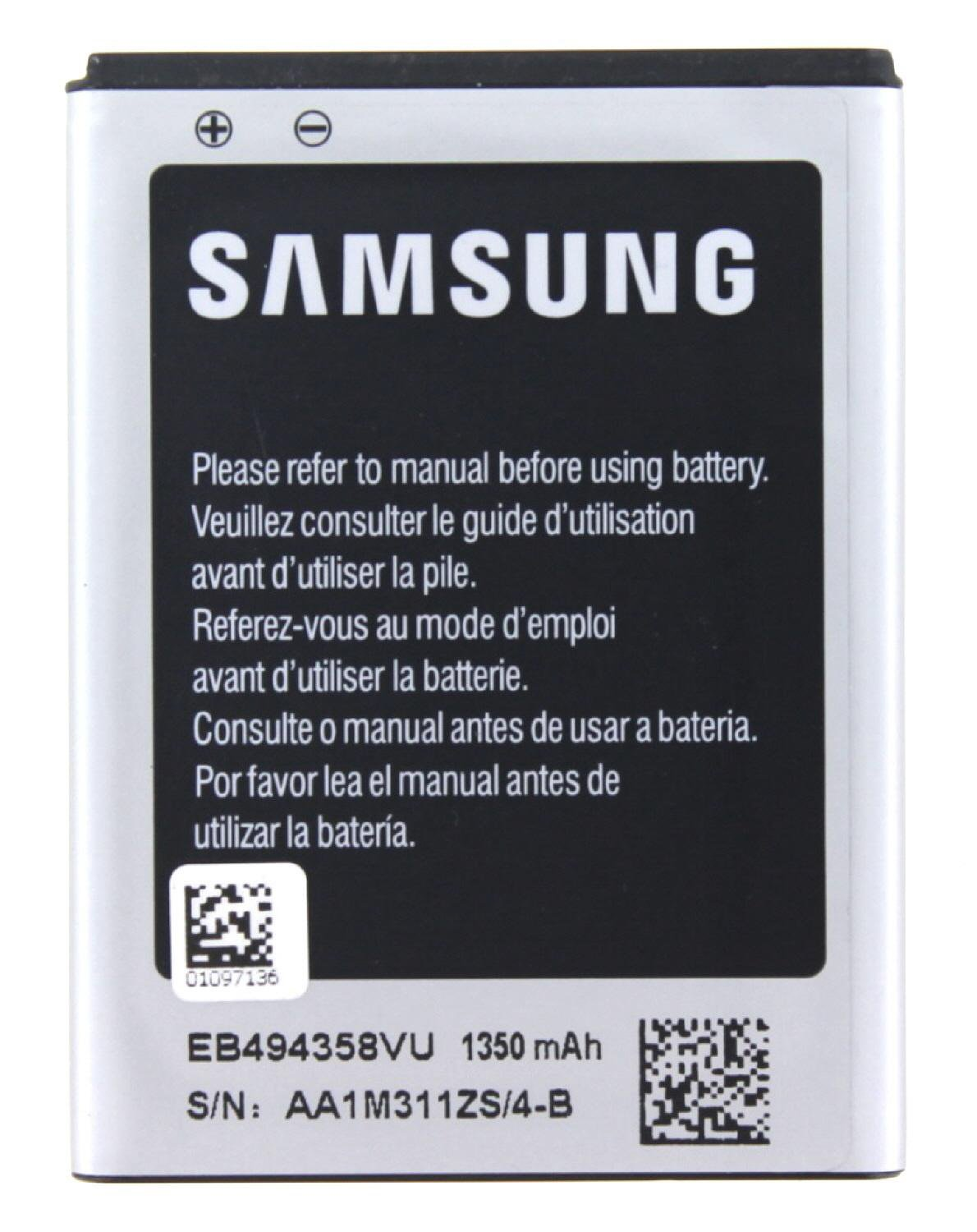 SAMSUNG Original Akku 3.7 Volt, Handy-/Smartphoneakku, Samsung EB494358VUCSTD Li-Ion, mAh für 1350 Li-Ion