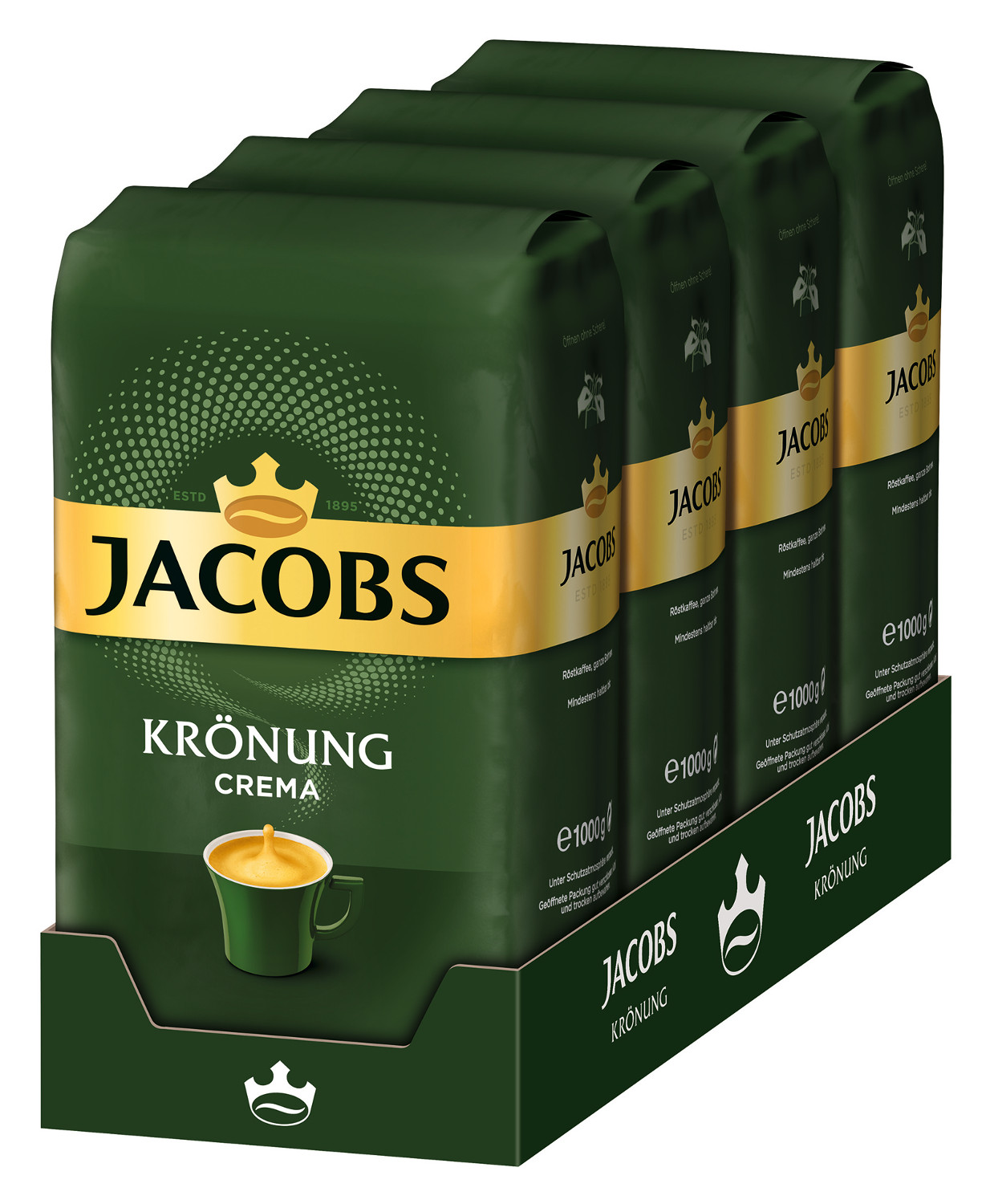 JACOBS Krönung Crema 4 kg ganze Kaffeebohnen (Kaffeevollautomat) geröstete 1 x