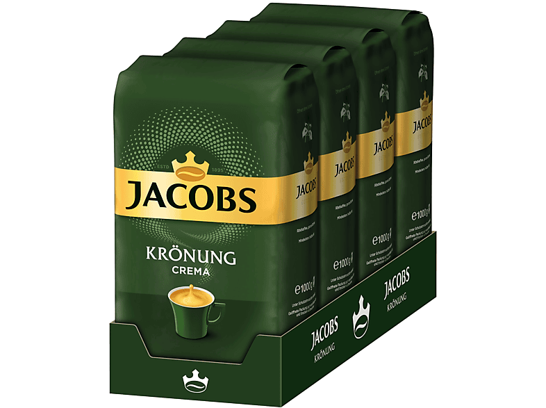 1 kg JACOBS x 4 Krönung ganze Kaffeebohnen (Kaffeevollautomat) Crema geröstete