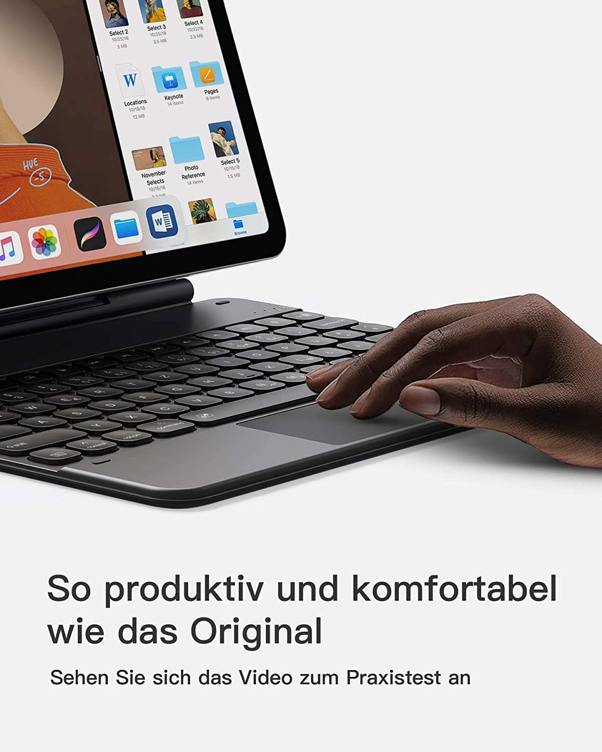 OFFICELAB Tastatur-Case Tastatur 12.9-Zoll, Shortcut-Tasten, mit iPad Pro Hintergrundbeleuchtung, 7-Farbiger für Touchpad und