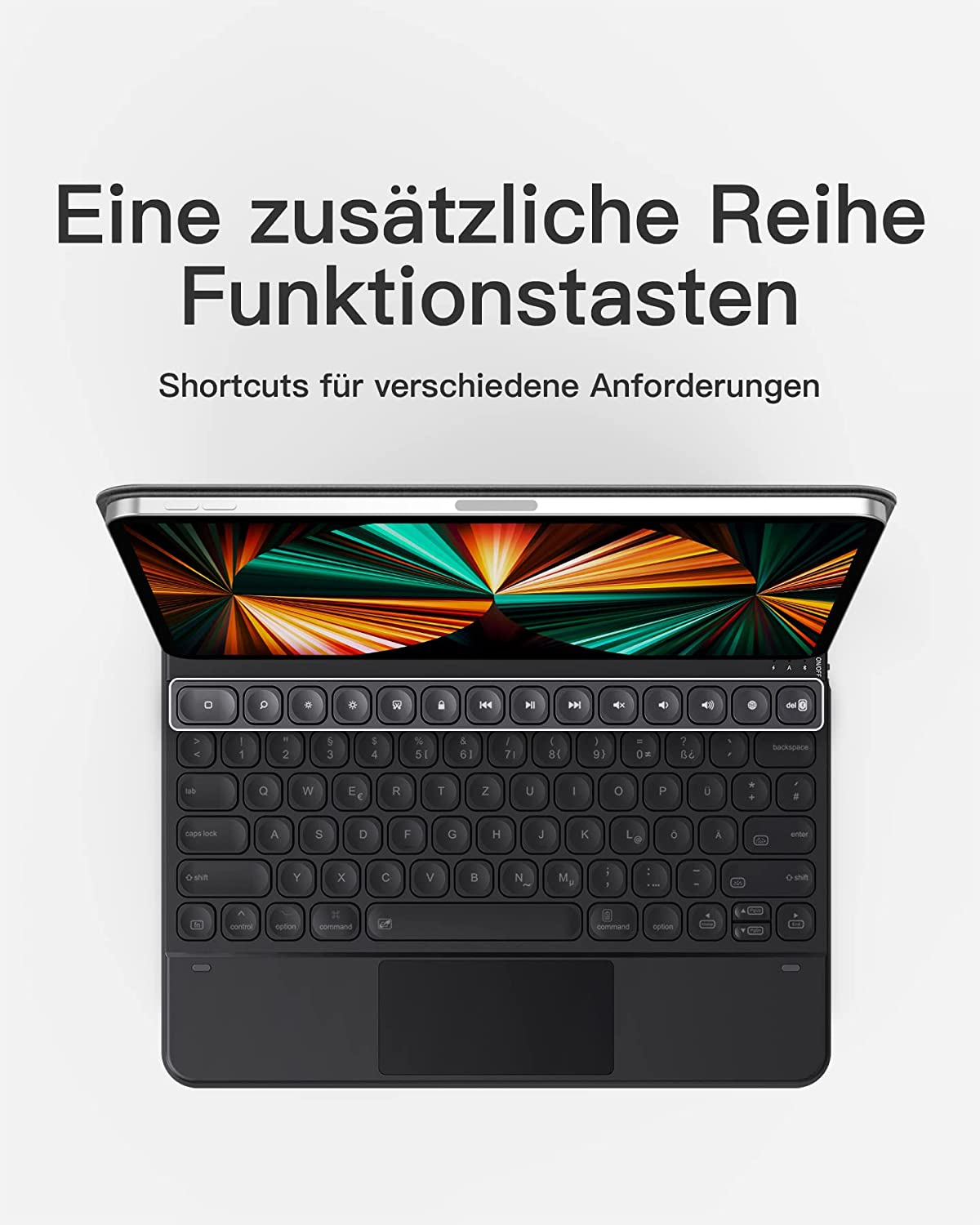 OFFICELAB Tastatur für iPad Pro Hintergrundbeleuchtung, Touchpad Tastatur-Case 7-Farbiger Shortcut-Tasten, mit und 12.9-Zoll