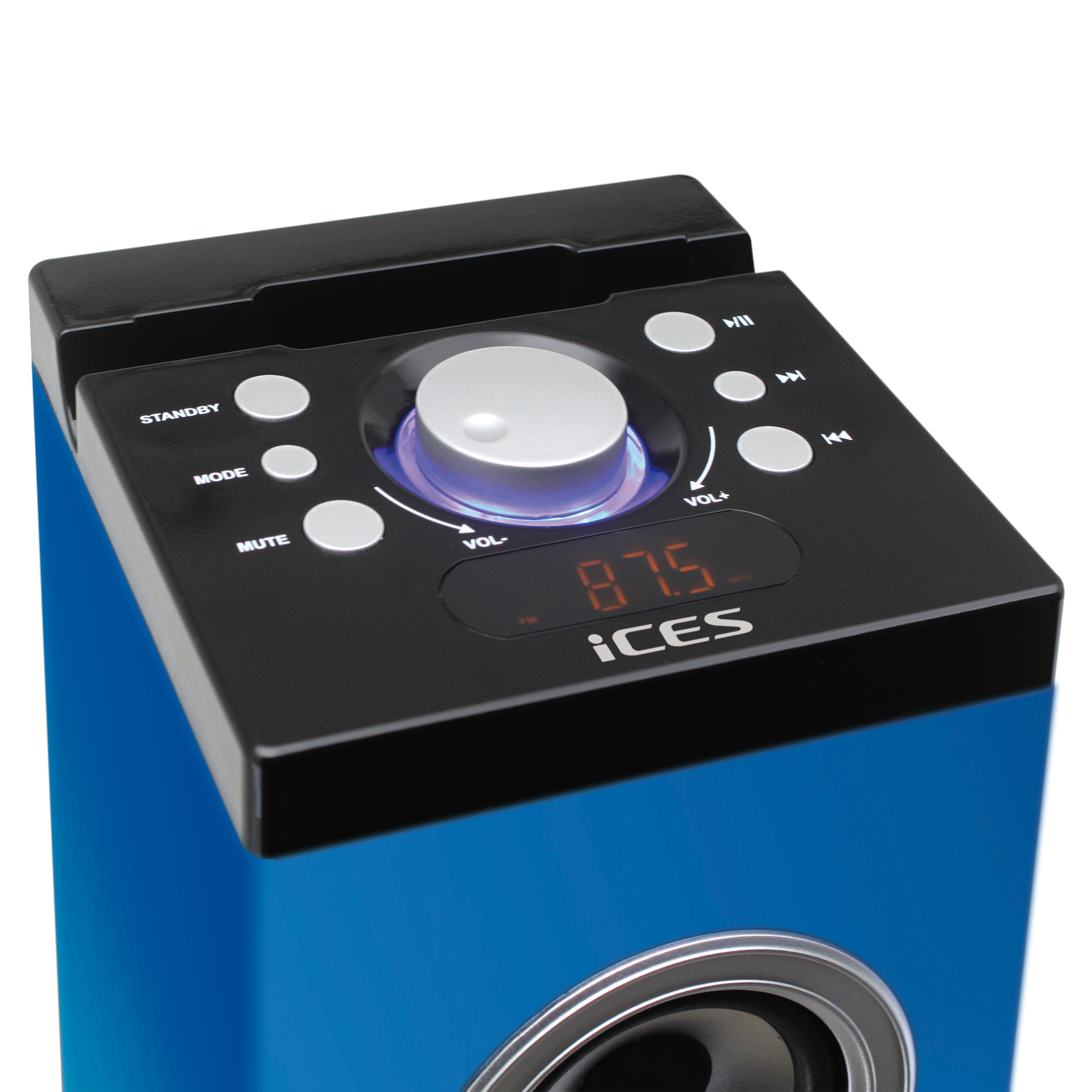 ICES IBT-6 Sea Lautsprecherturm mit Bluetooth®, SD-Karten-Player, USB- und Blau-Grün FM-Radio