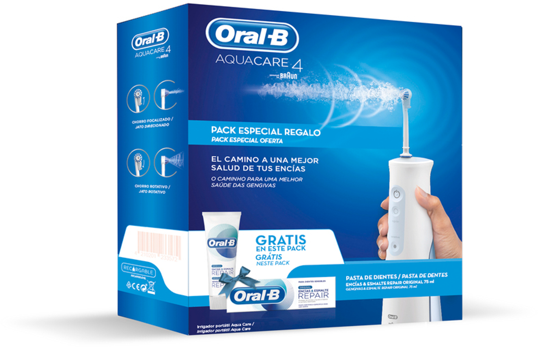 Pack irrigador + pasta de dientes - BRAUN Aquacare 4+Pasta 75ML