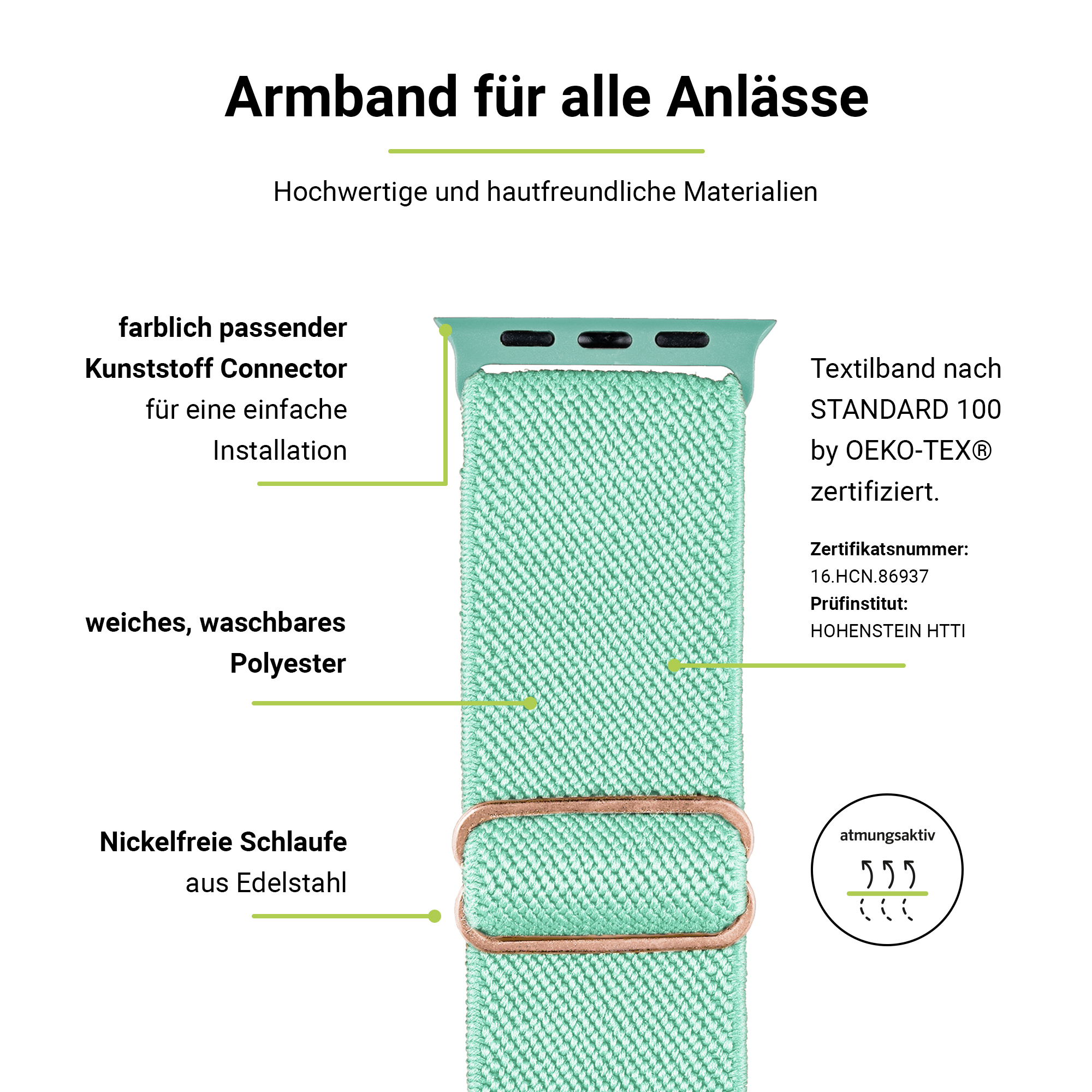 Apple 3-1 Watch SE (38mm), & WatchBand (40mm), Grün Flex, 6-4 Ersatzarmband, ARTWIZZ Apple, 9-7 Series (41mm),