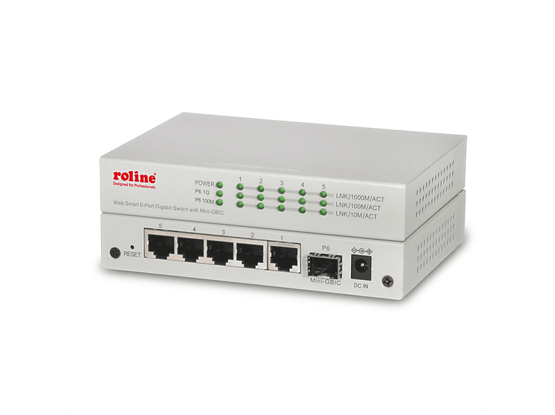 Switch Switch Ethernet 10/100/1000 1x Gigabit Ports SFP) 6 ROLINE Ethernet Gigabit + (5x