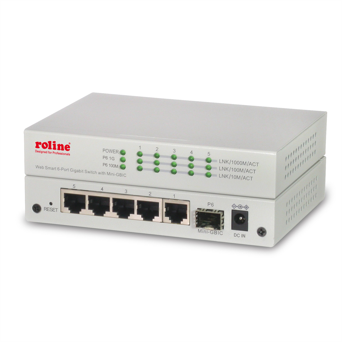 + Switch 10/100/1000 Switch SFP) Ethernet 6 Ethernet Ports ROLINE (5x Gigabit 1x Gigabit