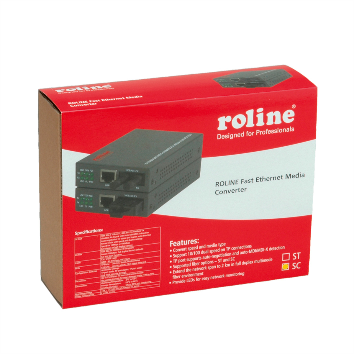 ROLINE Loop-back SC, Fast Medienkonverter Ethernet - RJ-45 Konverter