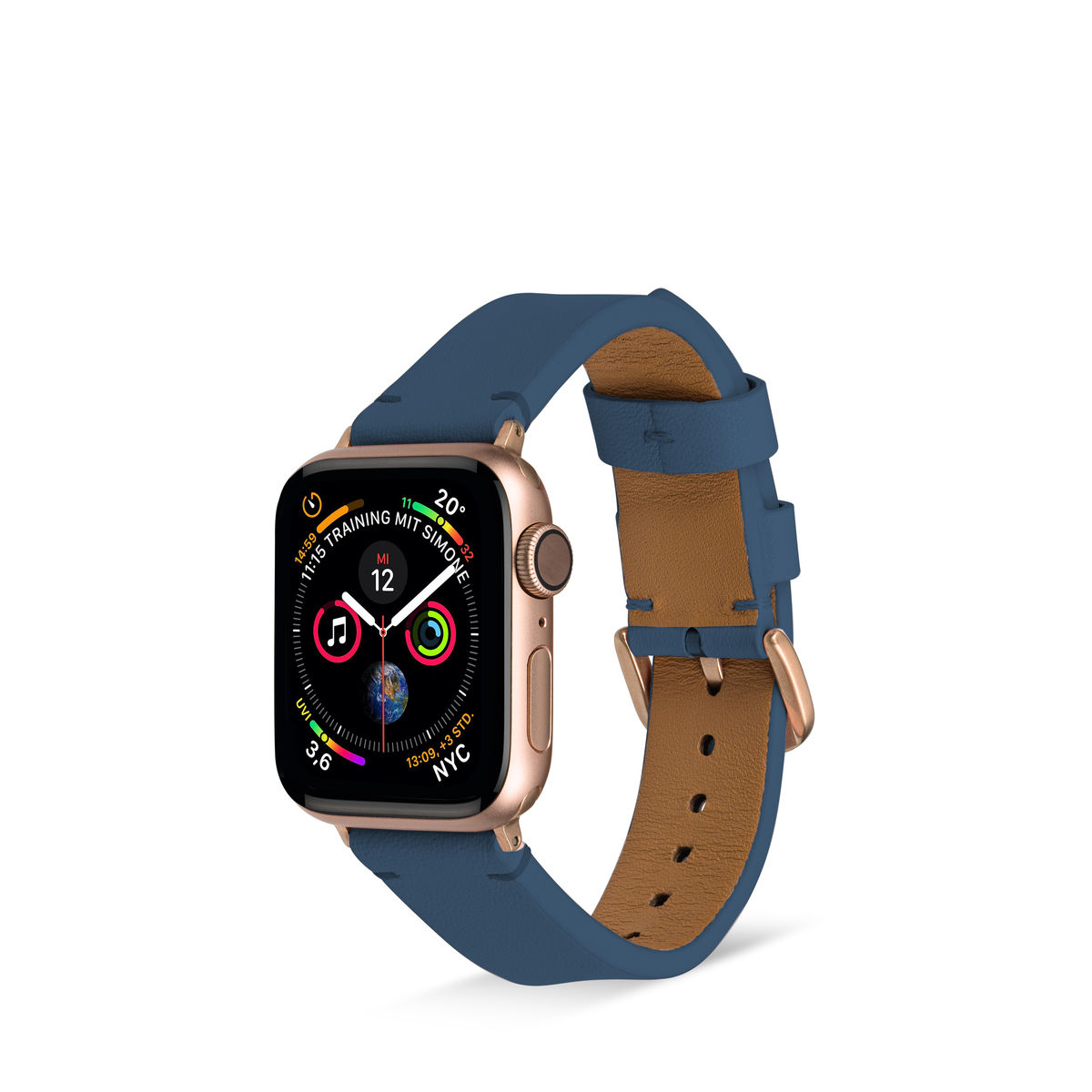 6-4 Apple, Smartband, Watch (38mm), 9-7 & (41mm), WatchBand Apple 3-1 Series (40mm), ARTWIZZ Blau Leather, SE