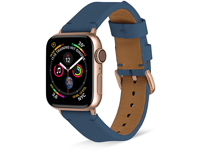 ARTWIZZ WatchBand Leather, Smartband, Apple, (41mm), 3-1 (40mm), Apple & (38mm), 6-4 9-7 Series Blau SE Watch