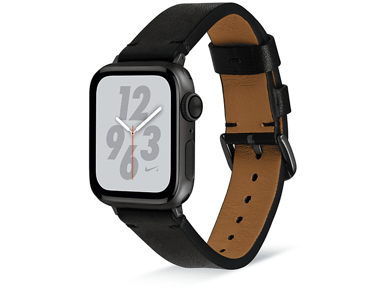 ARTWIZZ WatchBand Leather, Smartband, Apple, Apple Watch Ultra / 2 (49mm), 9-7 (45mm), 6-4 & SE (44mm), 3-1 (42mm), Schwarz