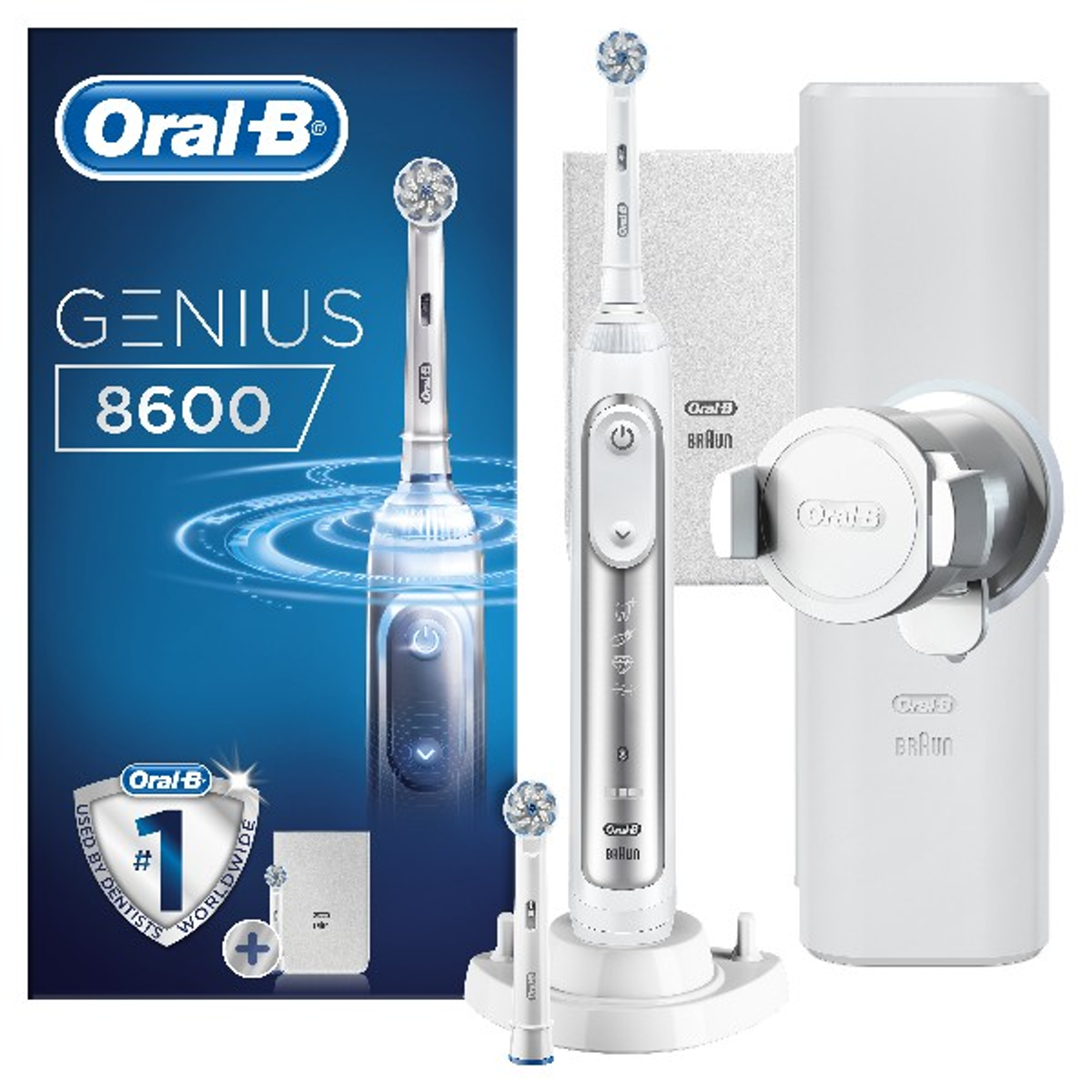 Cepillo eléctrico - Genius 8600 ORAL-B, Blanco y plata