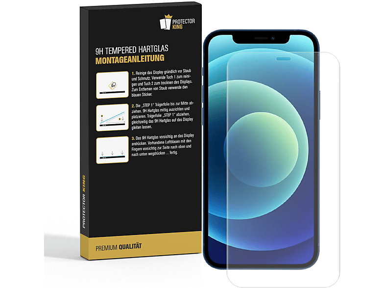 Hartglas 9H Schutzglas iPhone PROTECTORKING ULTRA KLAR 4x 12 Mini) Apple Displayschutzfolie(für HD 3D