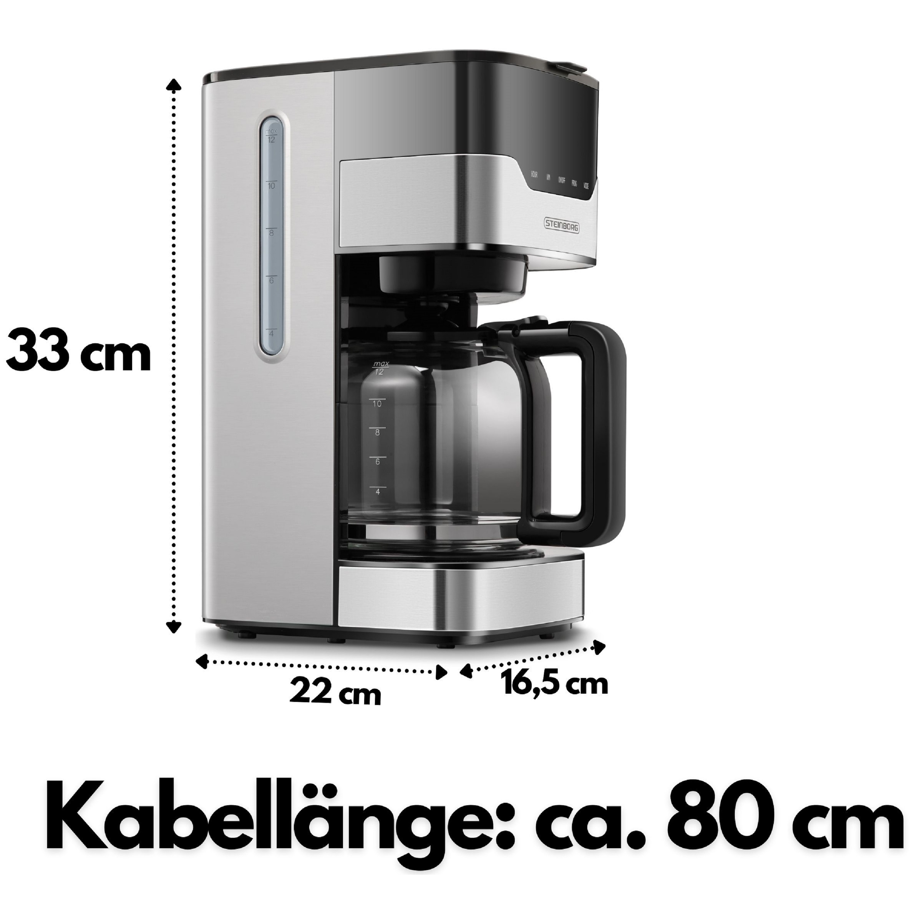 STEINBORG SB-6050 Edelstahl/Schwarz Kaffeemaschine