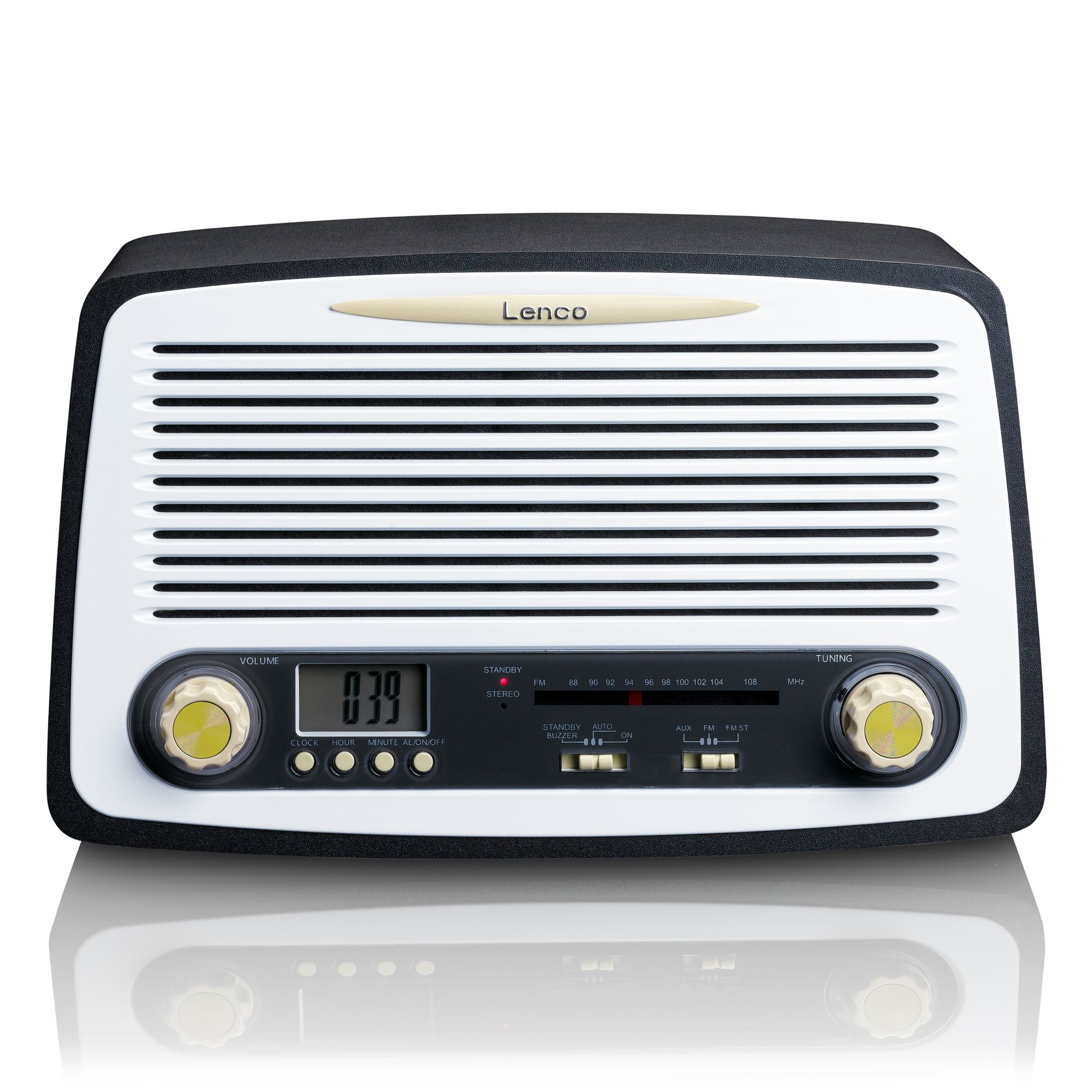 FM, LENCO FM, SR-02GY Radio, Weiß-Grau