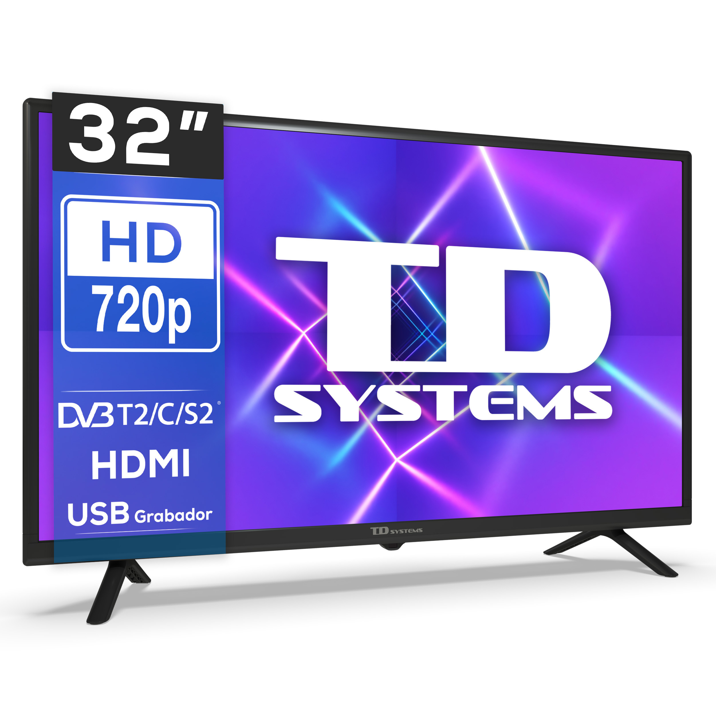 TV LED 32" K32DLC16H - TD SYSTEMS, HD, DVB-T2 (H.265), Negro