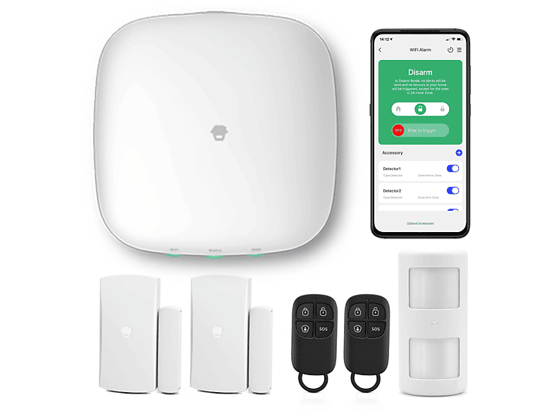 CHUANGO WiFi + 4G Alarm Starter-Kit LTE-400 Alarmsystem Starter Kit, Weiß