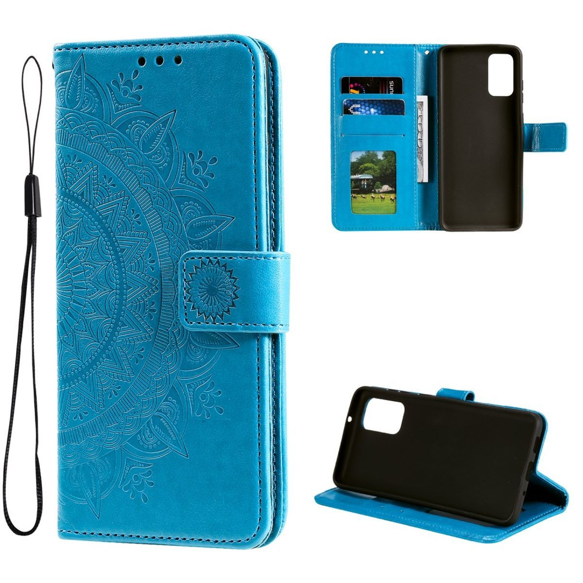 Samsung, COVERKINGZ Blau Mandala M23 Klapphülle 5G, Muster, mit Bookcover, Galaxy