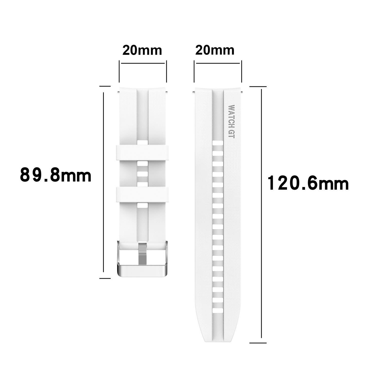 Zwei Uhrenarmbänder nebeneinander, mit Maßangaben in mm.