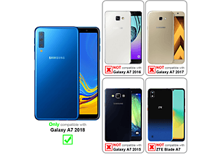 carcasa de móvil  - Funda flexible para móvil - Carcasa de TPU Silicona ultrafina CADORABO, Samsung, Galaxy A7 2018, candy azul