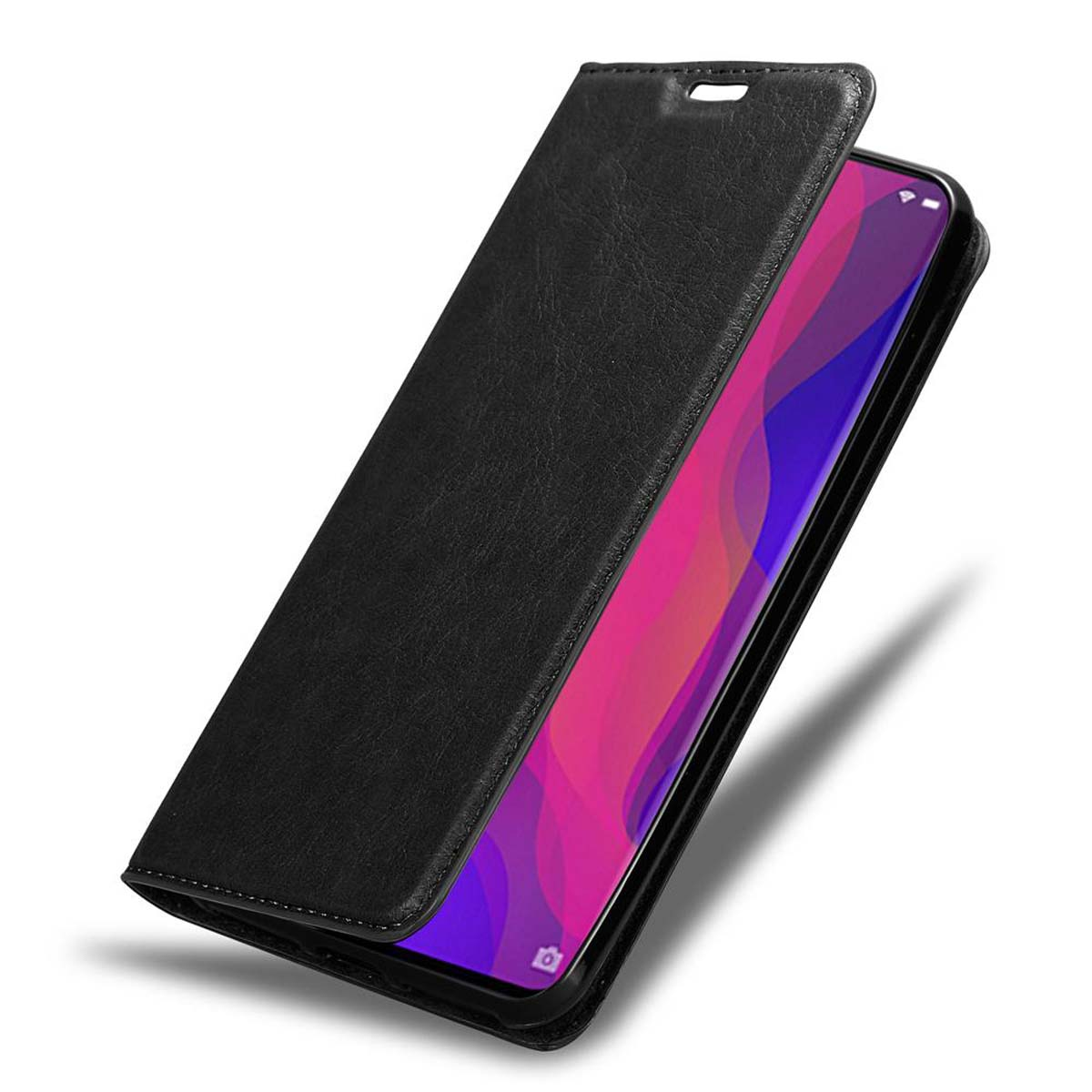 CADORABO Custodia con chiusura magnetica, funzione stand e tasca per le carte CUSTODIA A LIBRO per Oppo FIND X, Nero