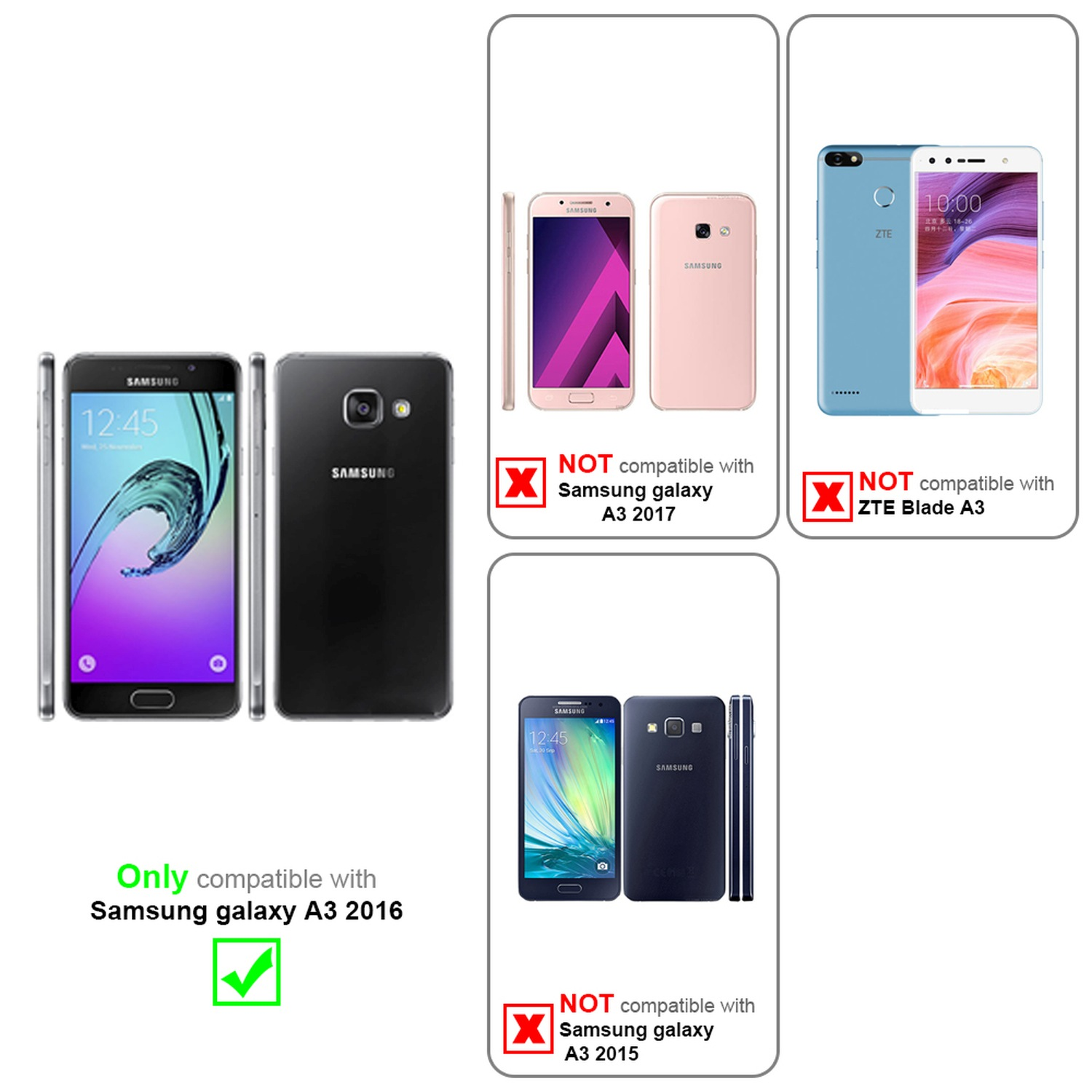 Teléfono dorado y otros. Solo compatible con Samsung galaxy A3 2016.