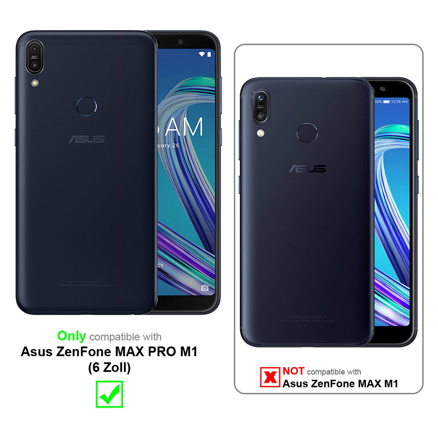 CADORABO Schutzglas voll kelebend Schutzfolie(für M1 Zoll)) (6 Asus PRO ZenFone MAX