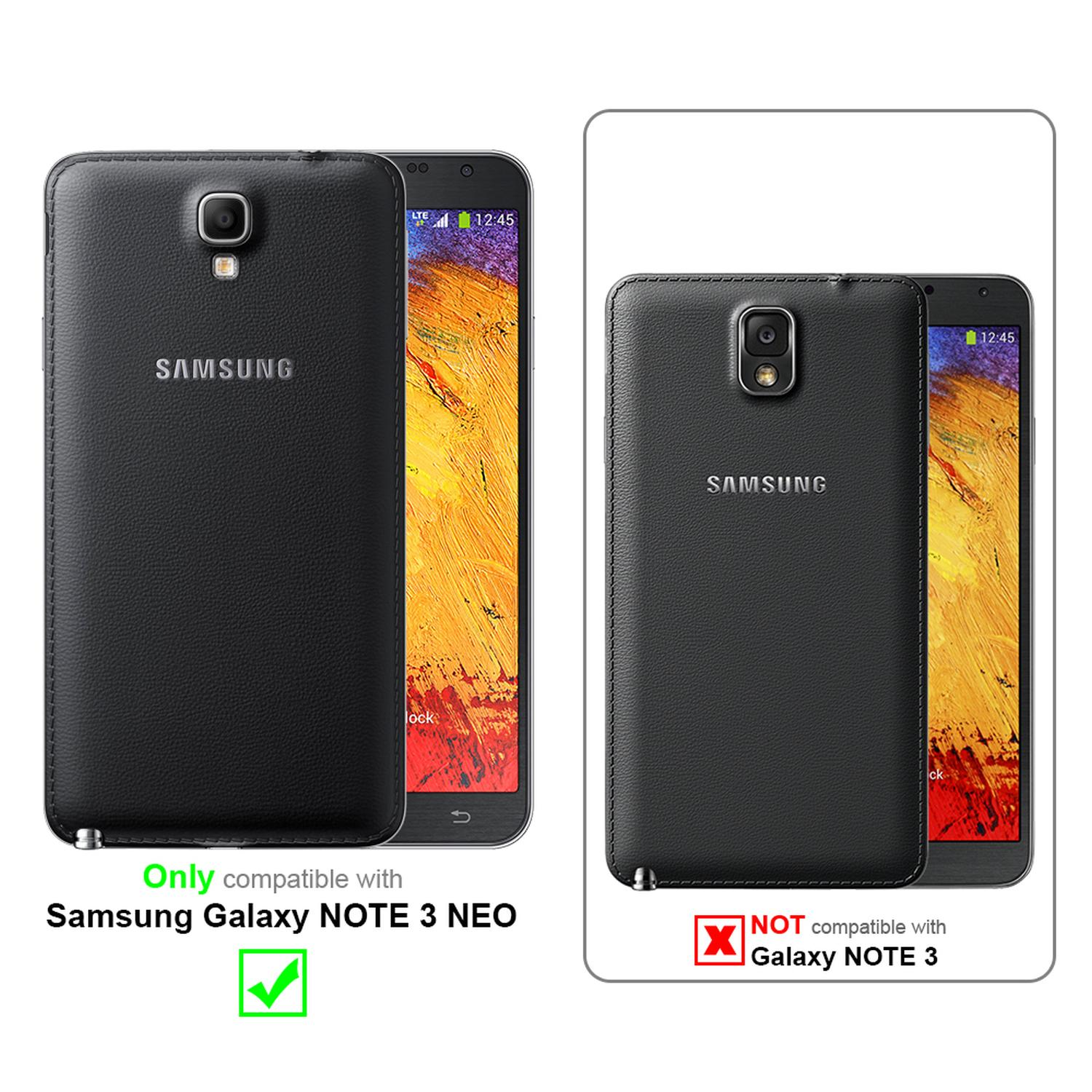CADORABO Hülle Samsung, BRAUN Galaxy Style, Cover, im Flip Flip NOTE KAFFEE 3 NEO