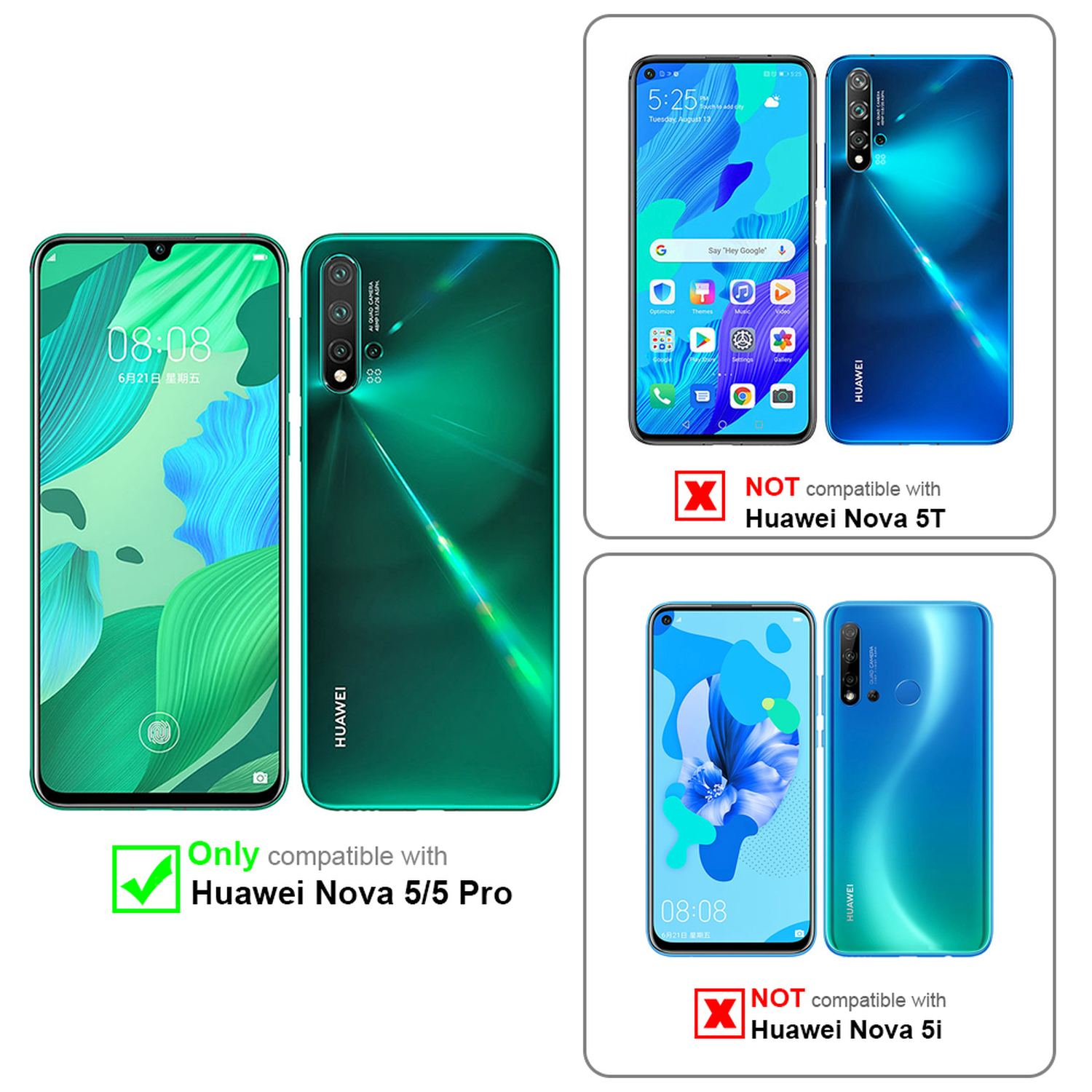 Custodia A Portafoglio In Pelle Con Slot Per Carte E Supporto Per Huawei Nova 5T - Cover Magnetica Con Interno In TPU Antiurto - Colore [Non Specificato] - 2