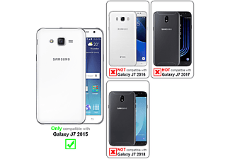 carcasa de móvil Funda rígida para móvil de plástico duro y TPU – Carcasa Híbrida;CADORABO, Samsung, Galaxy J7 2015, azul oscuro
