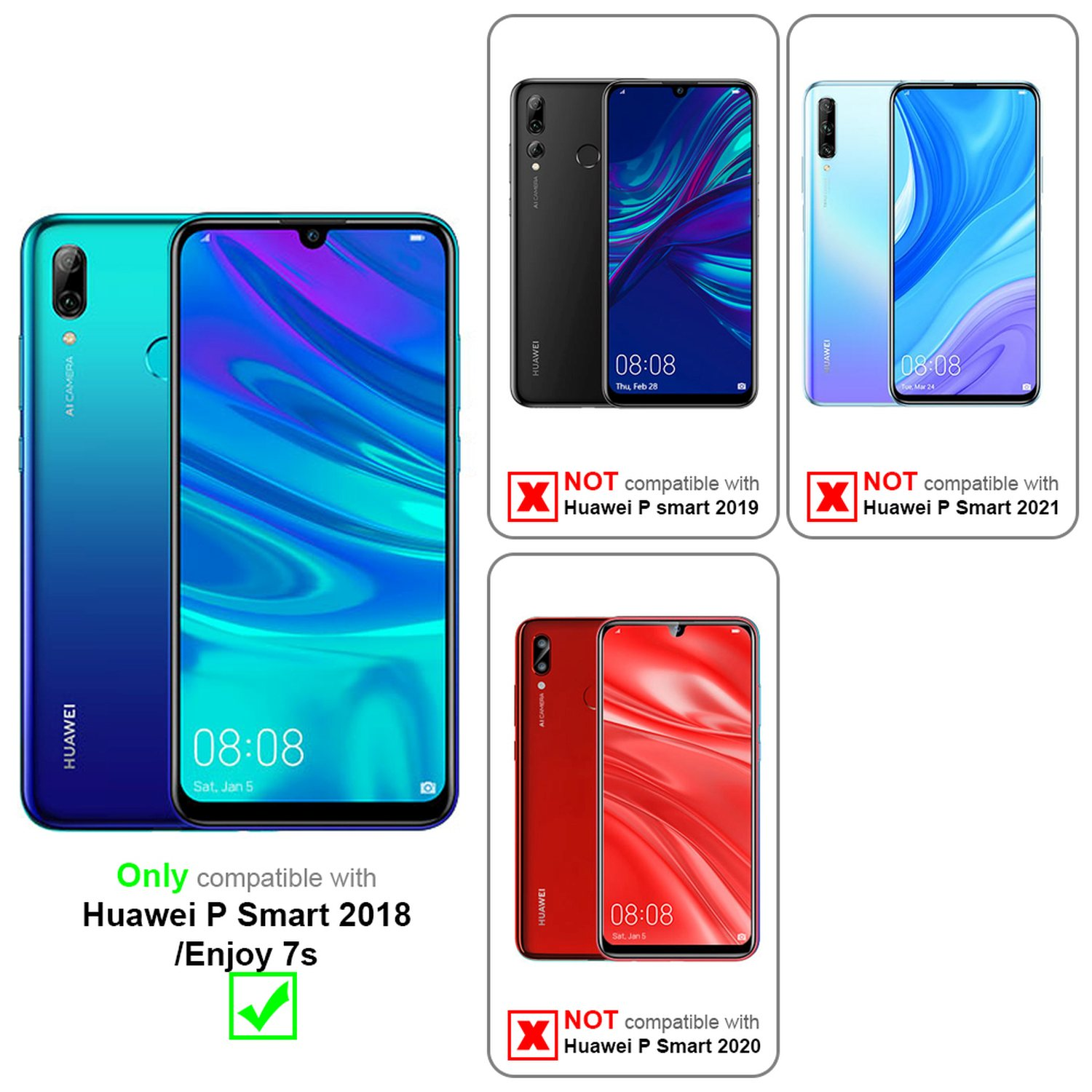 kelebend Schutzfolie(für Huawei voll SMART CADORABO / Schutzglas P 2018 Enjoy 7S)