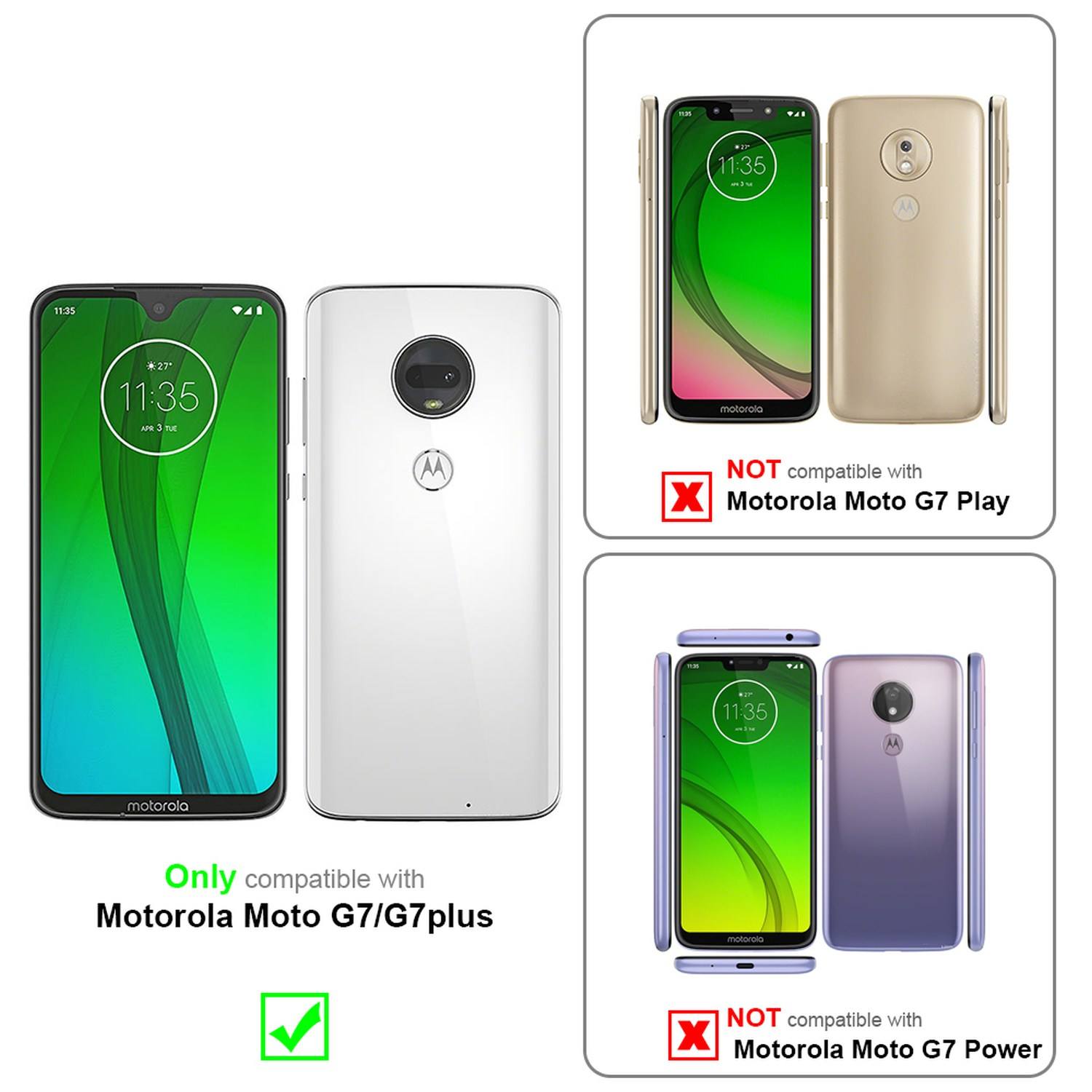 Handyhülle, kompatibel mit Motorola G7/G7 plus. Enthält Bilder von Telefonen und Hüllen.