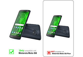 carcasa de móvil  - Funda flexible para móvil - Carcasa de TPU Silicona ultrafina CADORABO, Motorola, MOTO G6, fucsia negro blanco punto