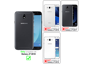 carcasa de móvil Funda flexible para móvil - Carcasa de TPU Silicona ultrafina;CADORABO, Samsung, Galaxy J7 2018, negro rojo