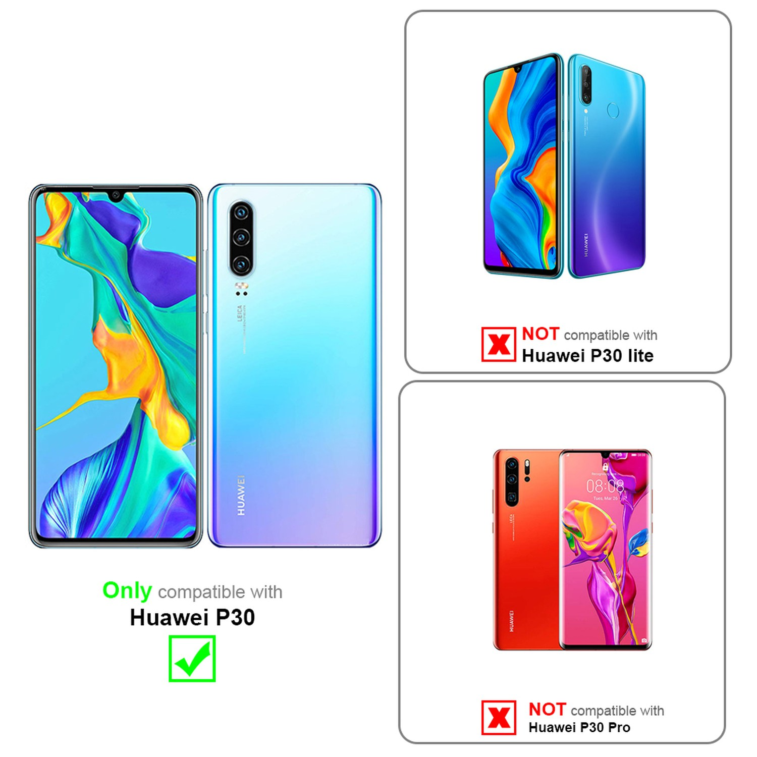Cadorabo Custodia Per Huawei P30 Lite Rosa E Blu - Cover Bicolore In TPU E Vetro Temperato - 5