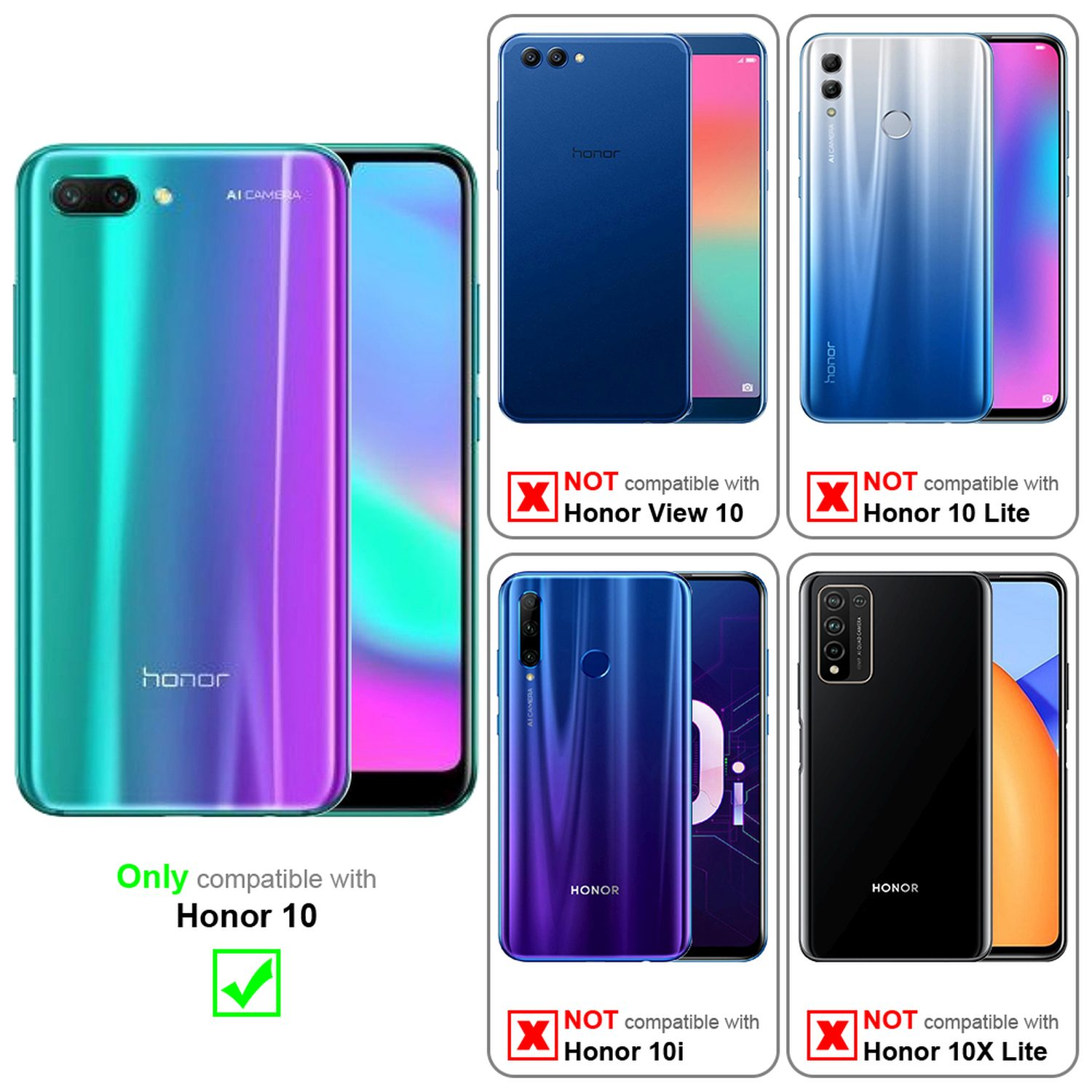 Mehrere Telefone. Nur Honor 10 kompatibel. Andere sind nicht kompatibel mit Honor View 10, 10 Lite, 10i, 10X Lite.