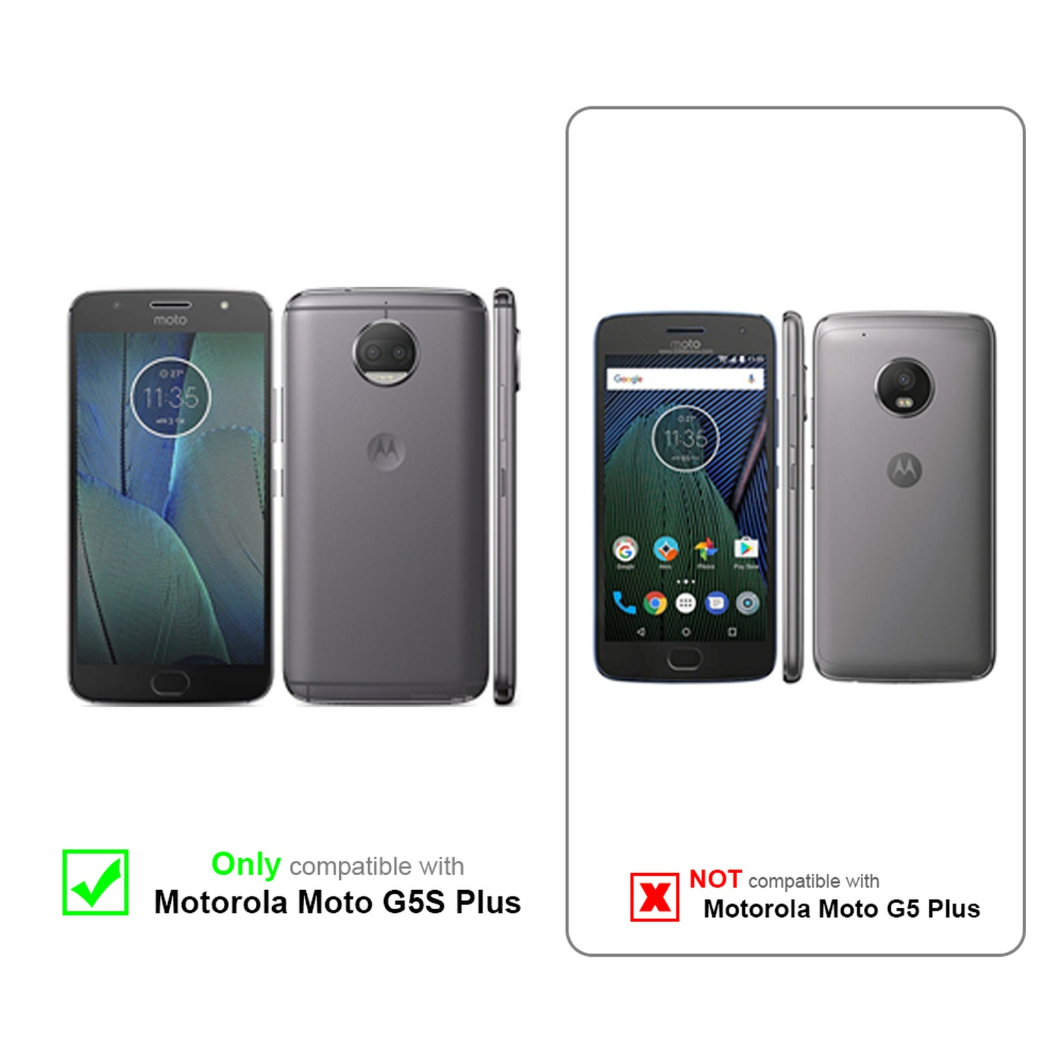 Custodia A Portafoglio In Pelle Per Motorola Moto G5S Plus - Con Slot Per Carte, Supporto E Chiusura Magnetica - 3
