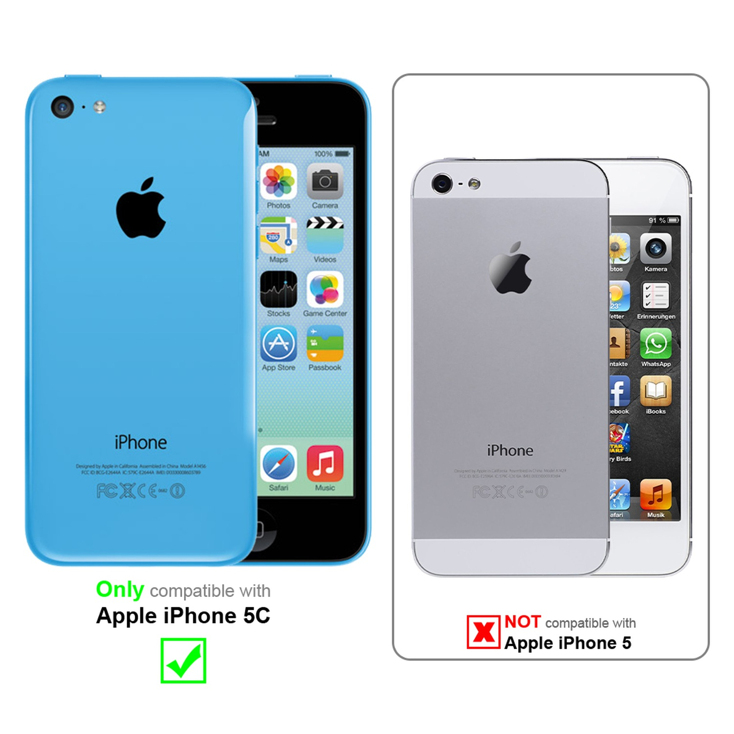 WEIß Apple, im Flip iPhone Schutzhülle Style, Flip 5C, Cover, MAGNESIUM CADORABO