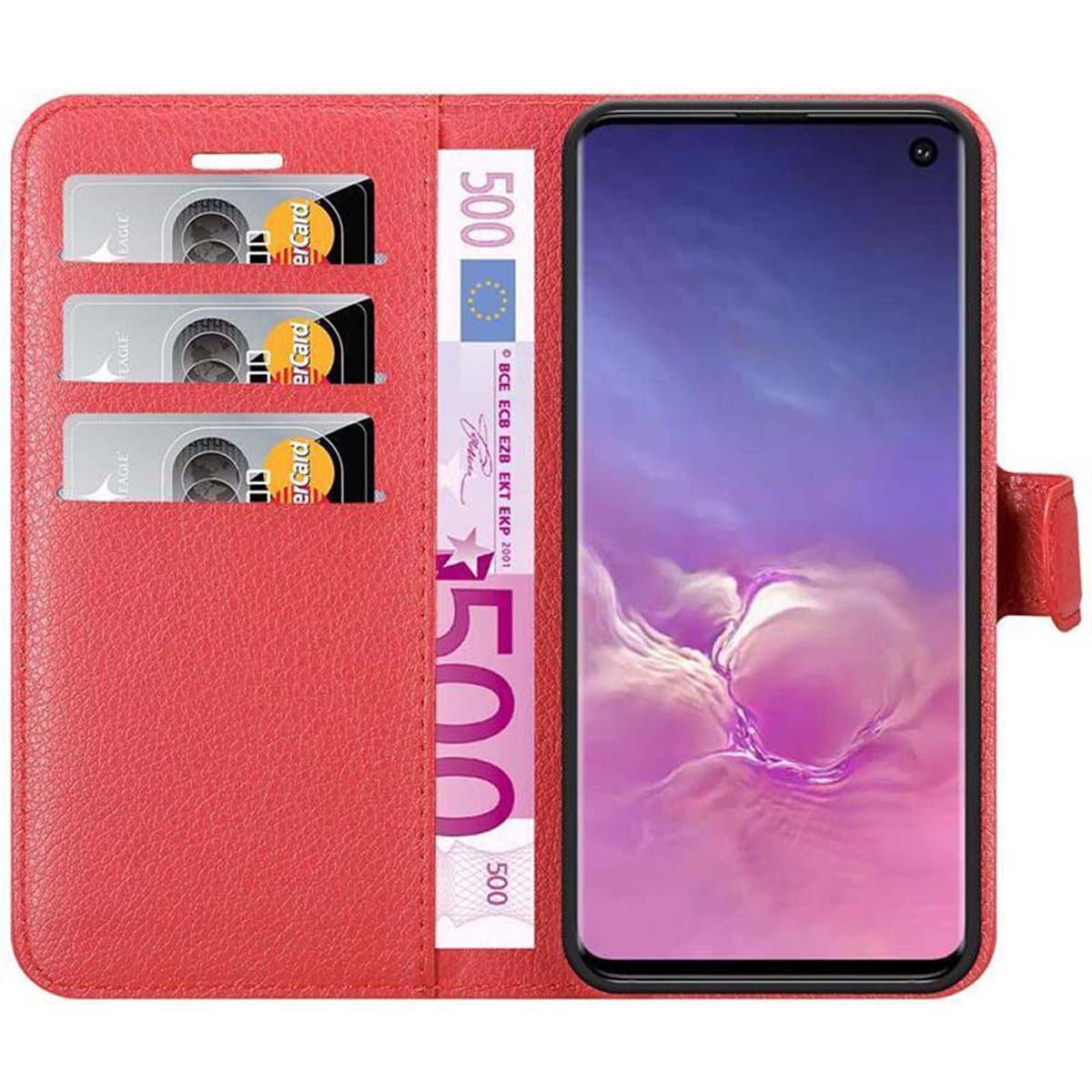 Book KARMIN ROT S10 Samsung, Standfunktion, Hülle CADORABO Galaxy Bookcover, 4G,