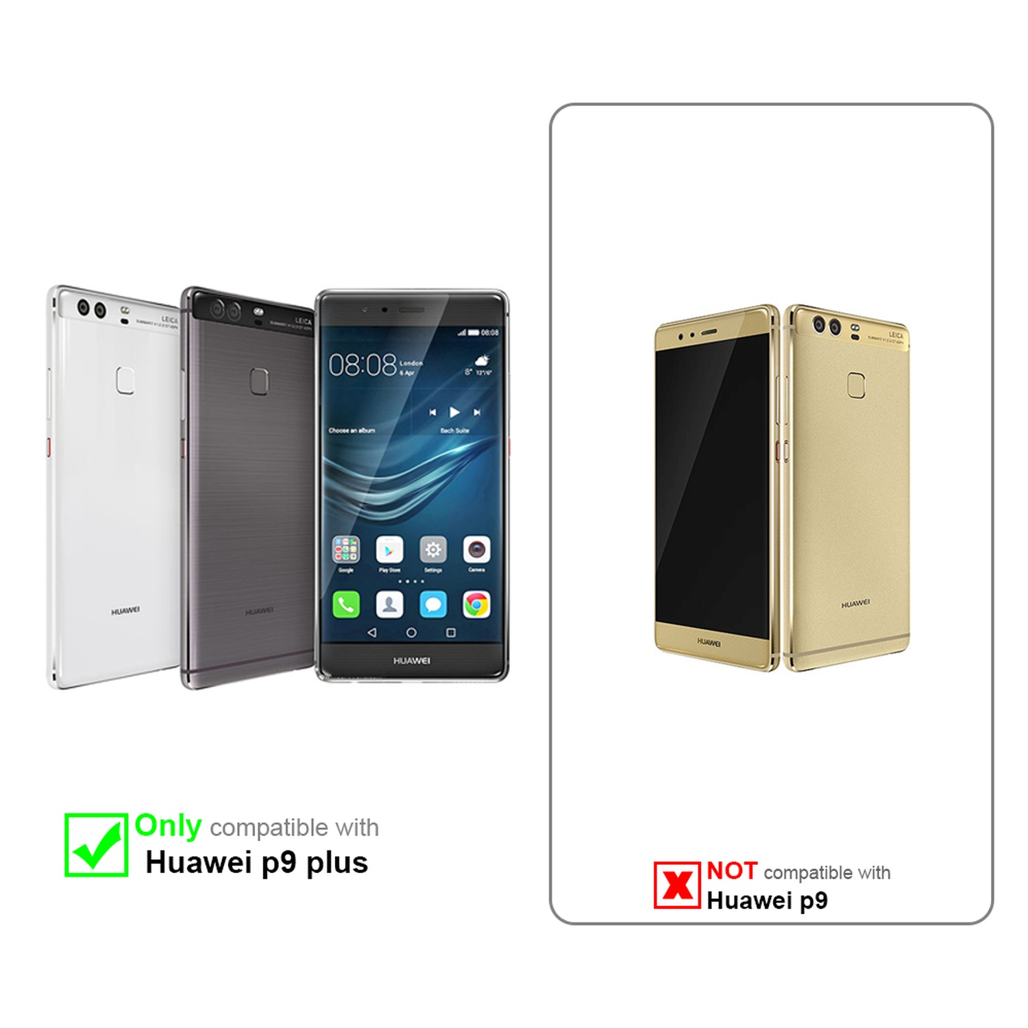 carcasa de móvil - CADORABO Funda libro para Móvil - Carcasa protección resistente de estilo libro, Compatible con Huawei P9 PLUS, classy oro rosa