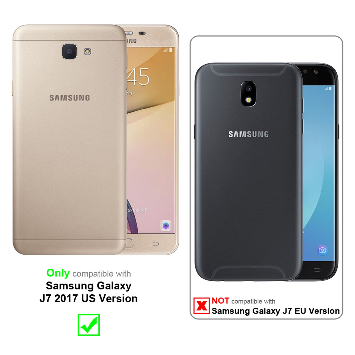 CADORABO con chiusura magnetica con stand e portacarte Cover per Galaxy J7 2017 US Version, GRIGIO NERO