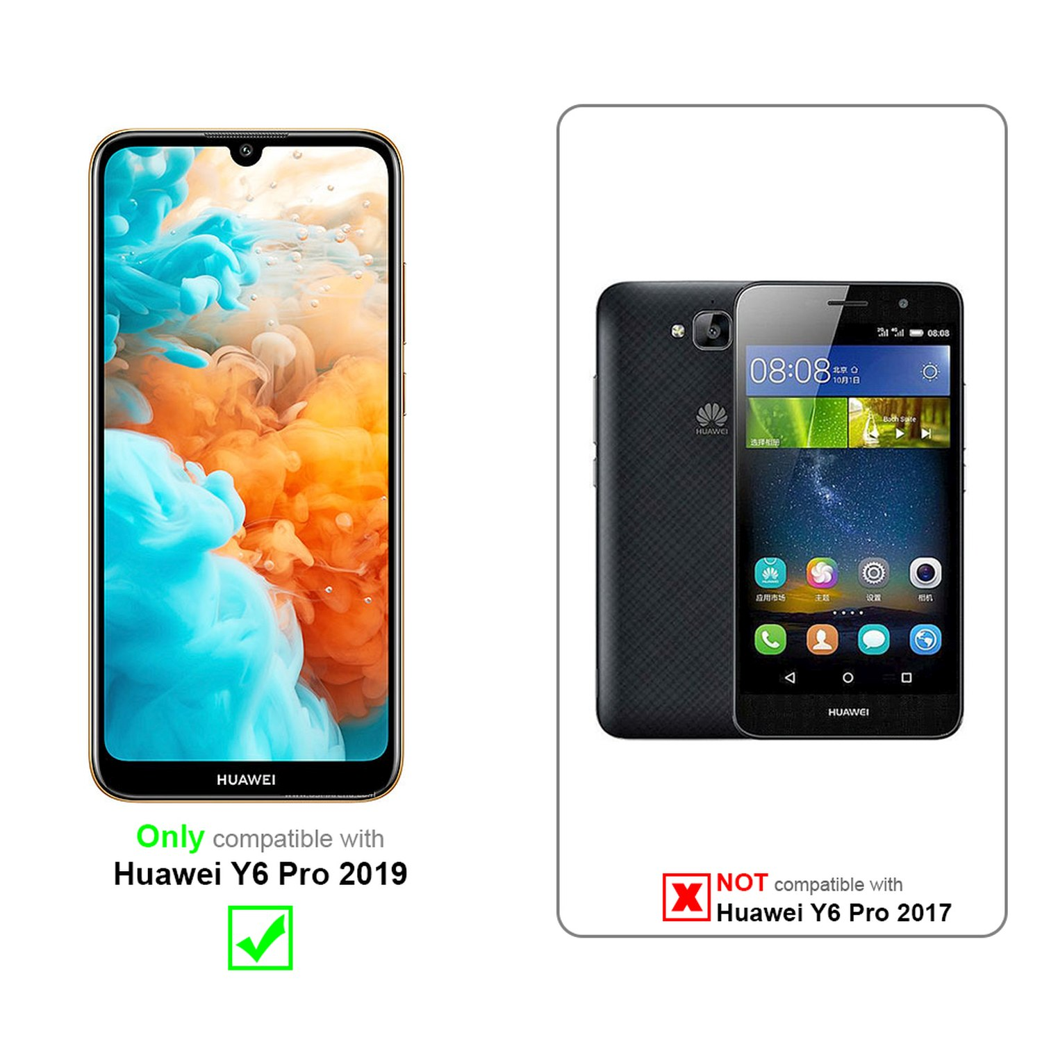Telefono con custodia, compatibile con Huawei Y6 Pro 2019.