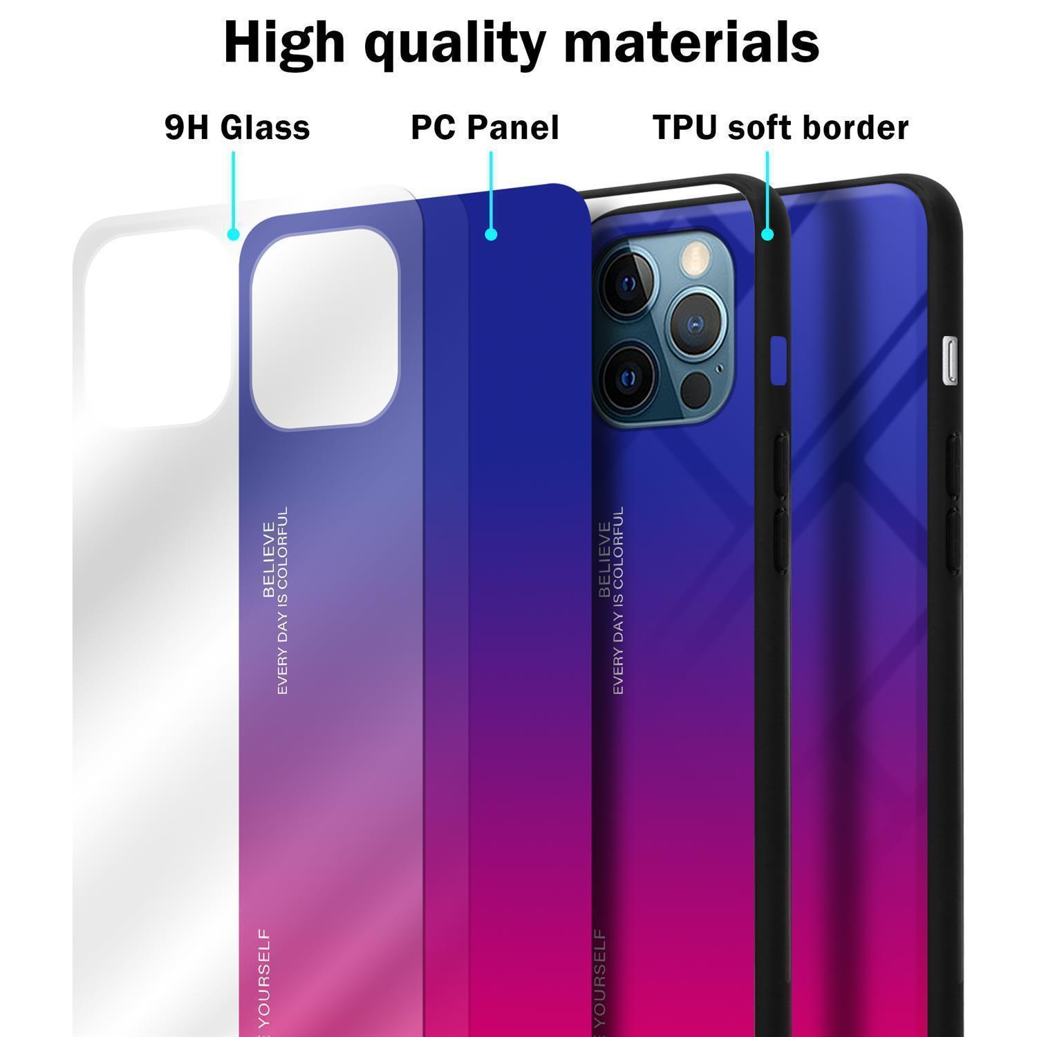 LILA Farben Hülle TPU 13, - Glas, CADORABO Apple, aus Backcover, 2 iPhone ROT Silikon