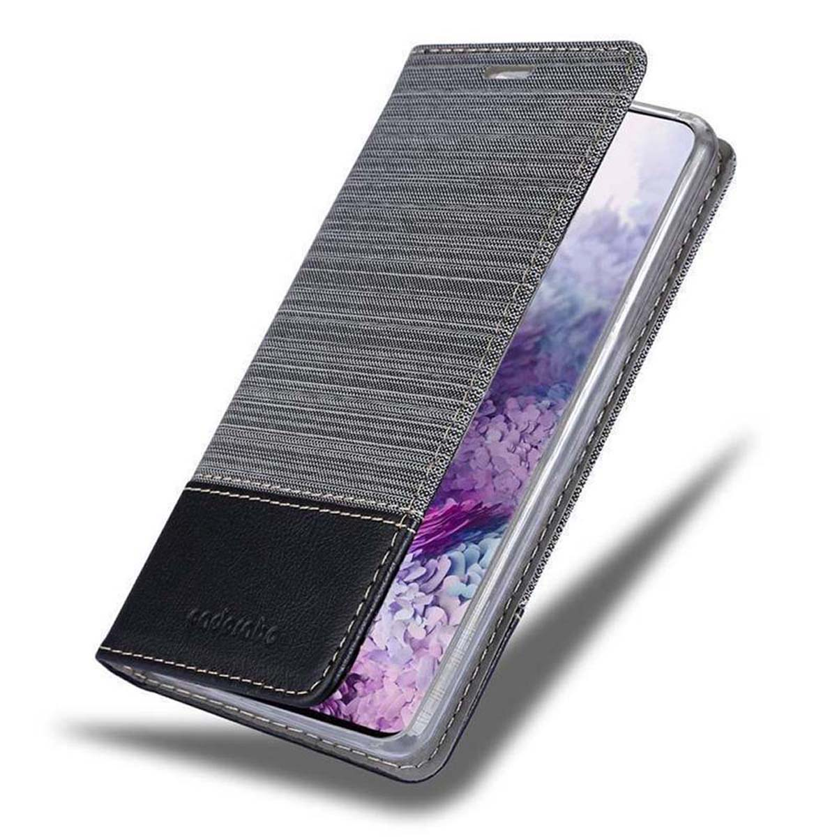 CADORABO Custodia con chiusura magnetica, funzione stand e tasca per le carte CUSTODIA A LIBRO per Samsung Galaxy S20, Grigio, Nero