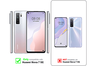 CADORABO TPU Handy Kette SILBER, Bookcover, Huawei, NOVA 7 SE, ROT BLAU WEIß