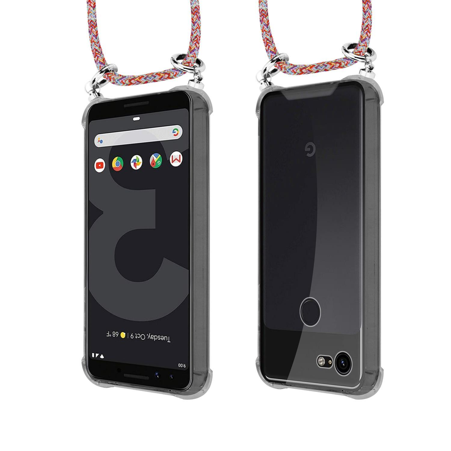 Handyhülle mit Lanyard auf einem Telefon, das Apps und die Rückseite des Telefons zeigt.