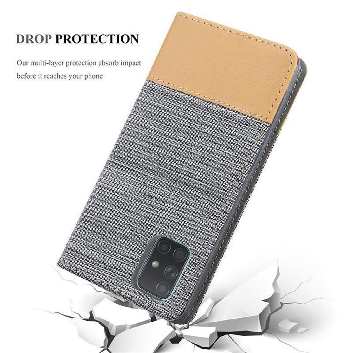 Custodia per telefono con design a strati, testo: protezione contro le cadute. Sfondo bianco.