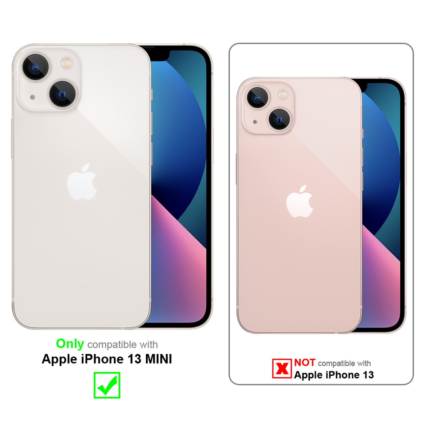 Hülle MINI, Silikon - aus TPU Apple, Backcover, GELB iPhone CADORABO Farben 13 Glas, 2 ROSA