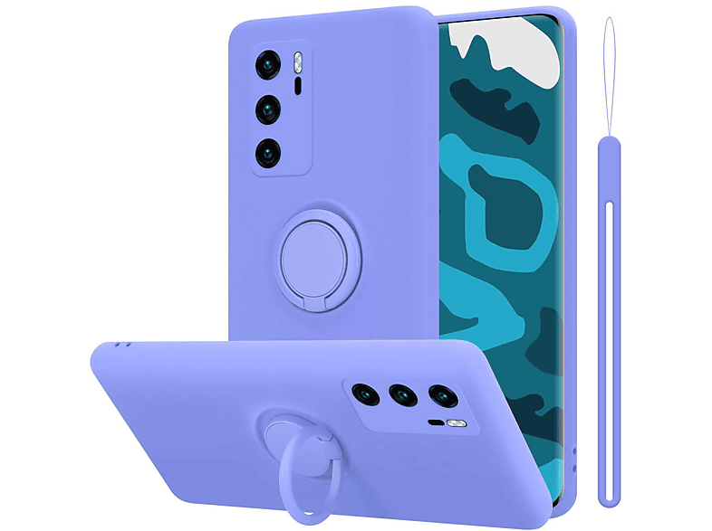 P40, im Style, HELL LILA Liquid Hülle Ring Huawei, Case LIQUID Backcover, CADORABO Silicone