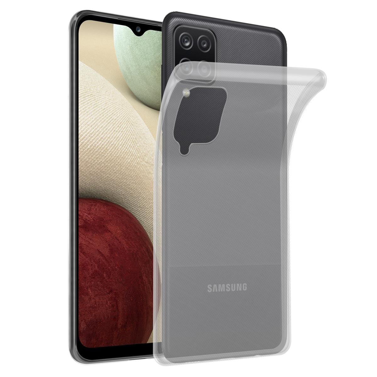 Klare Handyhülle auf einem Telefon, Rück- und Seitenansicht.